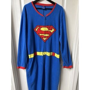 Adult Size XL Superman Bodysuit Costume Pajama DC Comic Superhero - No Cape